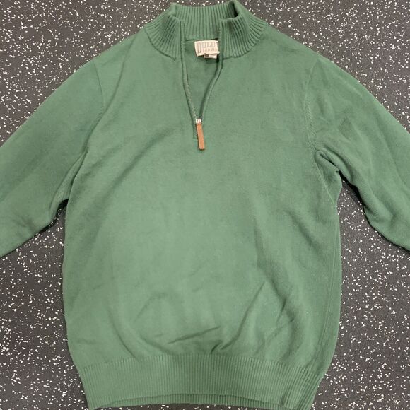 Duluth Trading Co. Sweater Mens M 1/4 Zip Long Sleeve High Neck Cotton Green - Picture 5 of 16